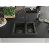Granitinė virtuvinė plautuvė Mexen Carlos su maišytuvu ir sifonu, Metallic juodas/auksinis+Juodas