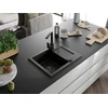 Granitinė virtuvinė plautuvė Mexen Enzo su maišytuvu ir sifonu, Metallic juodas/auksinis+Juodas(B)