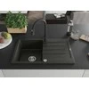 Granitinė virtuvinė plautuvė Mexen Bruno su maišytuvu ir sifonu, Metallic juodas/auksinis+Juodas