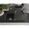 Granitinė virtuvinė plautuvė Mexen Bruno su maišytuvu ir sifonu, Metallic juodas/auksinis+Juodas/Chrome