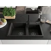 Granitinė virtuvinė plautuvė Mexen Tomas su maišytuvu ir sifonu, Metallic juodas/auksinis+Juodas(B)