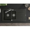 Granitinė virtuvinė plautuvė Mexen Andres su maišytuvu ir sifonu, Metallic juodas/auksinis+Juodas/Chrome