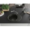 Granitinė virtuvinė plautuvė Mexen Kevin su maišytuvu ir sifonu, Metallic juodas/auksinis+Juodas/Chrome