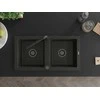 Granitinė virtuvinė plautuvė Mexen Mario su maišytuvu ir sifonu, Metallic juodas/auksinis+Juodas