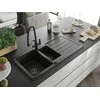 Granitinė virtuvinė plautuvė Mexen Andres su maišytuvu ir sifonu, Metallic juodas/auksinis+Juodas