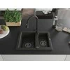 Granitinė virtuvinė plautuvė Mexen Carlos su maišytuvu ir sifonu, Metallic juodas/auksinis+Juodas