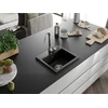 Granitinė virtuvinė plautuvė Mexen Milo su maišytuvu ir sifonu, Metallic juodas/auksinis+Chrome