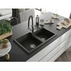 Granitinė virtuvinė plautuvė Mexen Tomas su maišytuvu ir sifonu, Metallic juodas/auksinis+Juodas/Chrome