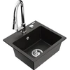 Granitinė virtuvinė plautuvė Mexen Milo su maišytuvu ir sifonu, Metallic juodas/auksinis+Chrome