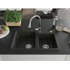 Granitinė virtuvinė plautuvė Mexen Tomas su maišytuvu ir sifonu, Metallic juodas/auksinis+Chrome