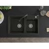 Granitinė virtuvinė plautuvė Mexen Tomas su maišytuvu ir sifonu, Metallic juodas/auksinis+Juodas