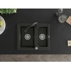 Granitinė virtuvinė plautuvė Mexen Carlos su maišytuvu ir sifonu, Metallic juodas/auksinis+Juodas