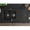 Granitinė virtuvinė plautuvė Mexen Andres su maišytuvu ir sifonu, Metallic juodas/auksinis+Juodas