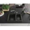 Granitinė virtuvinė plautuvė Mexen Carlos su maišytuvu ir sifonu, Metallic juodas/auksinis+Juodas/Chrome