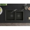Granitinė virtuvinė plautuvė Mexen Tomas su maišytuvu ir sifonu, Metallic juodas/auksinis+Juodas