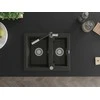 Granitinė virtuvinė plautuvė Mexen Carlos su maišytuvu ir sifonu, Metallic juodas/auksinis+Juodas/Chrome