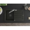 Granitinė virtuvinė plautuvė Mexen Bruno su maišytuvu ir sifonu, Metallic juodas/auksinis+Juodas/Chrome