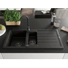 Granitinė virtuvinė plautuvė Mexen Andres su maišytuvu ir sifonu, Metallic juodas/auksinis+Juodas(B)