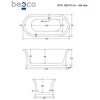 Vonia Besco Ziva Glam Graphite, 160 x 75 cm, su klik-klak auksinis valomu iš viršaus