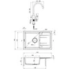 Granitinė virtuvinė plautuvė Deante Corio su maišytuvu, ZRCPS113, Metallic pilkas+Pilkas/steel