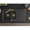 Granitinė virtuvinė plautuvė Mexen Andres su maišytuvu ir sifonu, Juodas granite+Juodas/Gold
