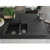 Granitinė virtuvinė plautuvė Mexen Andres su maišytuvu ir sifonu, Metallic juodas/sidabrinis+Juodas