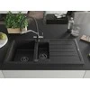 Granitinė virtuvinė plautuvė Mexen Andres su maišytuvu ir sifonu, Metallic juodas/sidabrinis+Juodas/Chrome
