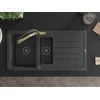 Granitinė virtuvinė plautuvė Mexen Andres su maišytuvu ir sifonu, Juodas granite+Juodas/Gold