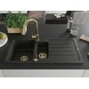 Granitinė virtuvinė plautuvė Mexen Andres su maišytuvu ir sifonu, Metallic juodas/auksinis+Gold