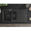Granitinė virtuvinė plautuvė Mexen Andres su maišytuvu ir sifonu, Juodas granite+Juodas/Gold