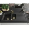 Granitinė virtuvinė plautuvė Mexen Andres su maišytuvu ir sifonu, Juodas granite+Juodas/Gold