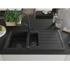 Granitinė virtuvinė plautuvė Mexen Andres su maišytuvu ir sifonu, Metallic juodas/sidabrinis+Juodas