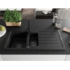 Granitinė virtuvinė plautuvė Mexen Andres su maišytuvu ir sifonu, Metallic juodas/sidabrinis+Juodas(B)