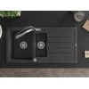 Granitinė virtuvinė plautuvė Mexen Andres su maišytuvu ir sifonu, Juodas granite+Juodas/Chrome