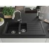 Granitinė virtuvinė plautuvė Mexen Andres su maišytuvu ir sifonu, Metallic juodas/sidabrinis+Chrome