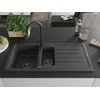 Granitinė virtuvinė plautuvė Mexen Andres su maišytuvu ir sifonu, Juodas granite+Juodas