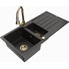 Granitinė virtuvinė plautuvė Mexen Andres su maišytuvu ir sifonu, Metallic juodas/auksinis+Gold