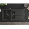Granitinė virtuvinė plautuvė Mexen Andres su maišytuvu ir sifonu, Juodas granite+Juodas