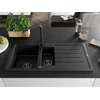 Granitinė virtuvinė plautuvė Mexen Andres su maišytuvu ir sifonu, Metallic juodas/sidabrinis+Juodas(B)