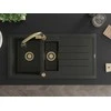 Granitinė virtuvinė plautuvė Mexen Andres su maišytuvu ir sifonu, Metallic juodas/auksinis+Gold