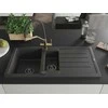 Granitinė virtuvinė plautuvė Mexen Andres su maišytuvu ir sifonu, Juodas granite+Juodas/Gold
