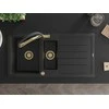 Granitinė virtuvinė plautuvė Mexen Andres su maišytuvu ir sifonu, Metallic juodas/sidabrinis+Juodas/Gold