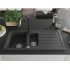 Granitinė virtuvinė plautuvė Mexen Andres su maišytuvu ir sifonu, Juodas granite+Juodas