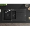Granitinė virtuvinė plautuvė Mexen Andres su maišytuvu ir sifonu, Metallic juodas/sidabrinis+Juodas/Chrome
