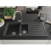 Granitinė virtuvinė plautuvė Mexen Andres su maišytuvu ir sifonu, Juodas granite+Chrome