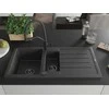 Granitinė virtuvinė plautuvė Mexen Andres su maišytuvu ir sifonu, Juodas granite+Juodas/Gold