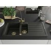 Granitinė virtuvinė plautuvė Mexen Andres su maišytuvu ir sifonu, Metallic juodas/auksinis+Juodas/Gold