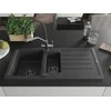 Granitinė virtuvinė plautuvė Mexen Andres su maišytuvu ir sifonu, Juodas granite+Juodas/Chrome