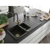 Granitinė virtuvinė plautuvė Mexen Andres su maišytuvu ir sifonu, Metallic juodas/auksinis+Juodas/Gold
