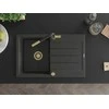 Granitinė virtuvinė plautuvė Mexen Bruno su maišytuvu ir sifonu, Juodas granite+Juodas/Gold
